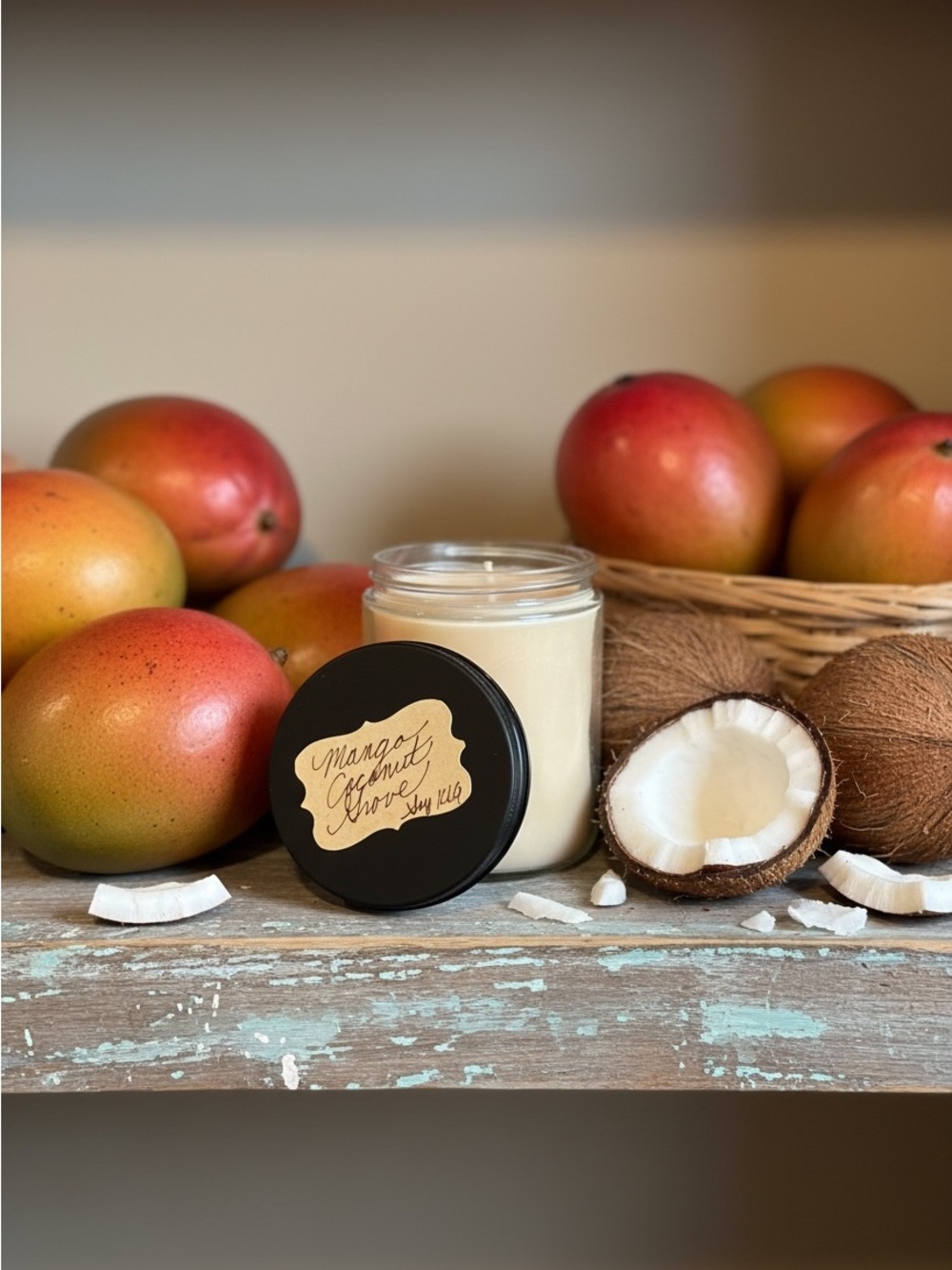 Handmade Mango Coconut Grove Scented Soy Jar Candle - 8 oz